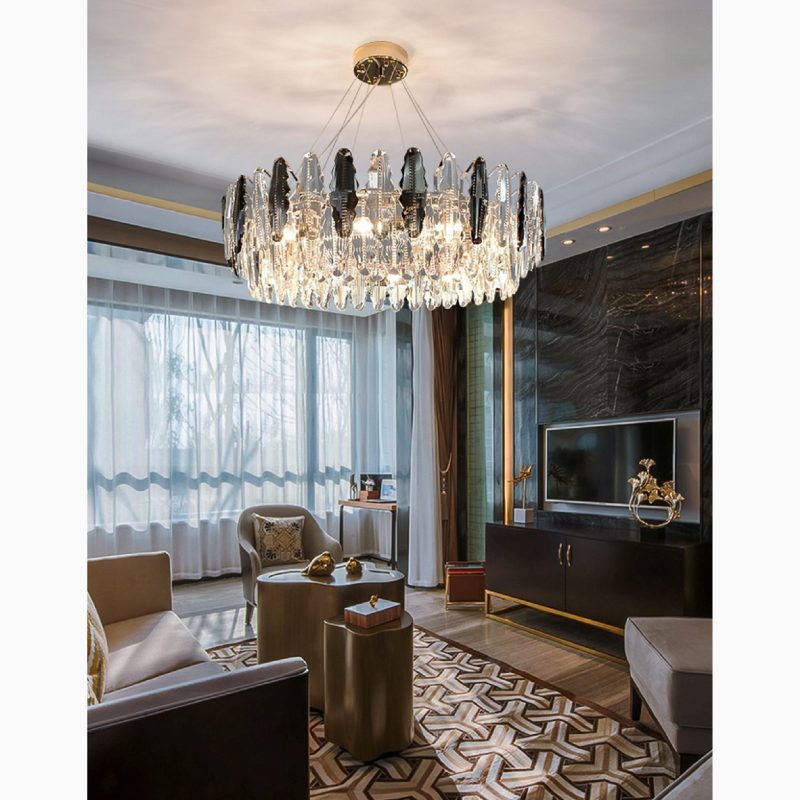 MIRODEMI Alme Elegant Lux Drum Gold Chandelier