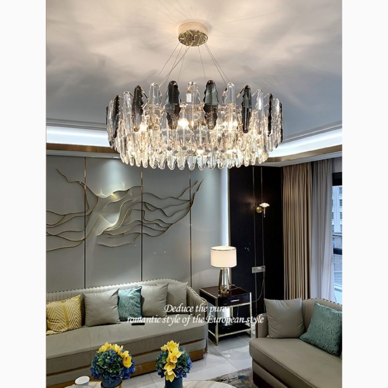 MIRODEMI Alme Elegant Lux Drum Gold Crystal Chandelier