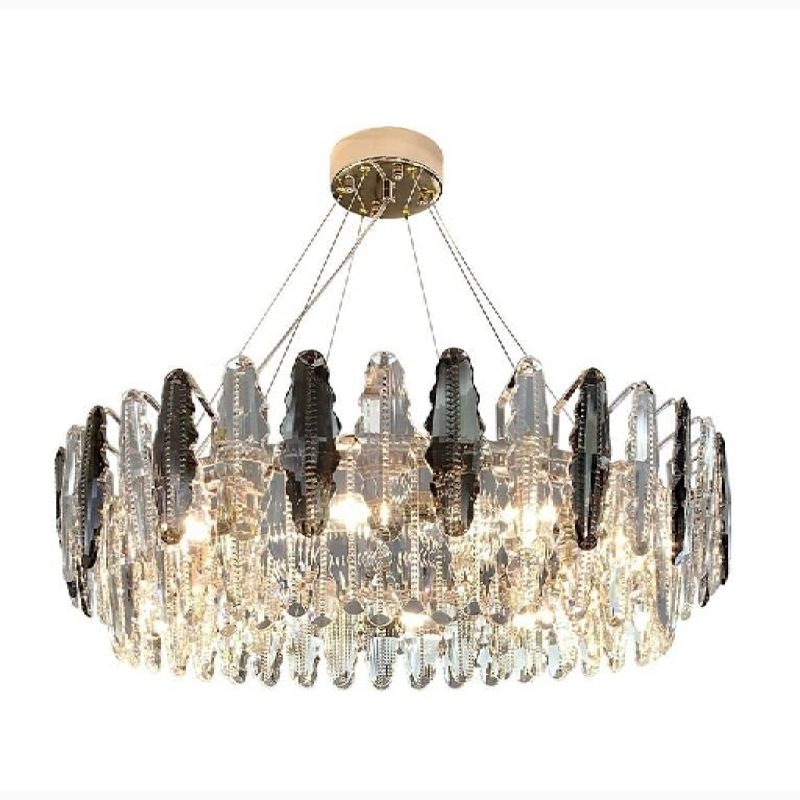 MIRODEMI Alme Elegant Lux Drum Gold Crystal Shine Chandelier