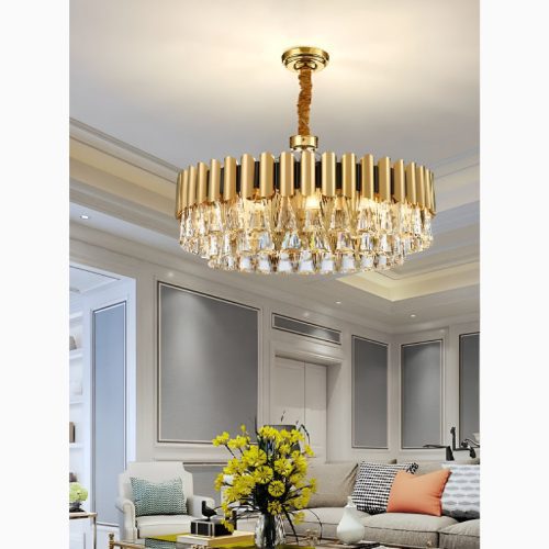 MIRODEMI Almenno San Salvatore Luxury Drum Gold Crystal Chandelier