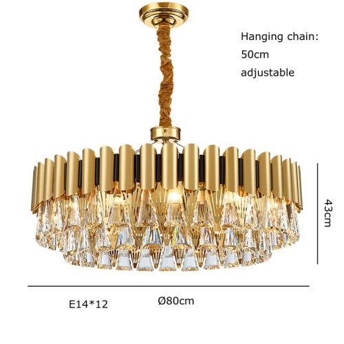 MIRODEMI® Almenno San Salvatore | Luxury Drum Gold Crystal Chandelier For Living Room