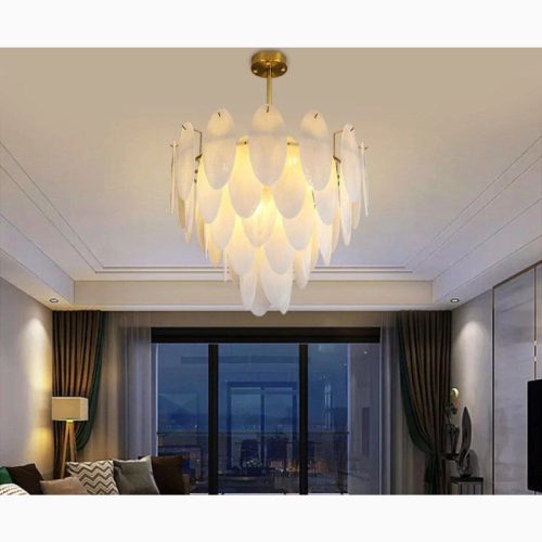 MIRODEMI Alonte Gold Modern Frosted Glass Chandelier For Living Room