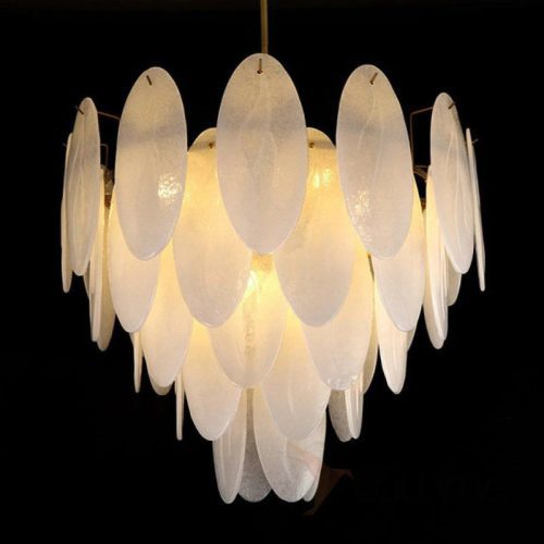 MIRODEMI Alonte Round Gold Frosted Glass LED Chandelier