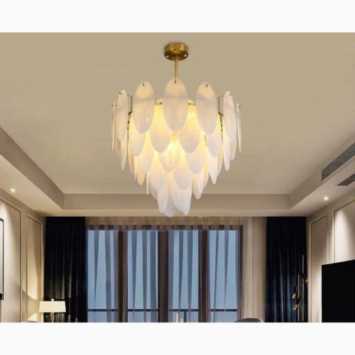 MIRODEMI Alonte Round Gold Modern Frosted Chandelier