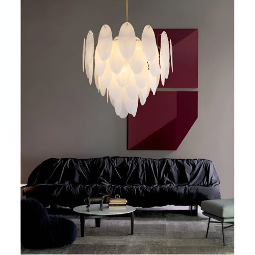 MIRODEMI Alonte Round Gold Modern Frosted Glass Chandelier