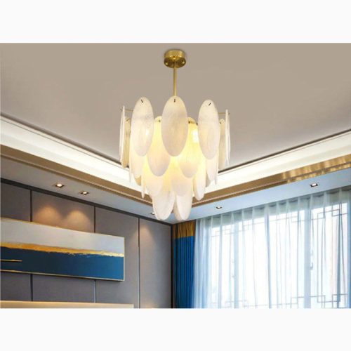 MIRODEMI Alonte Round Gold Modern Frosted Glass LED Chandelier For Room