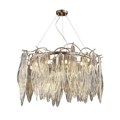 MIRODEMI Alpette Drum Gold Crystal Glass Chandelier For Kitchen