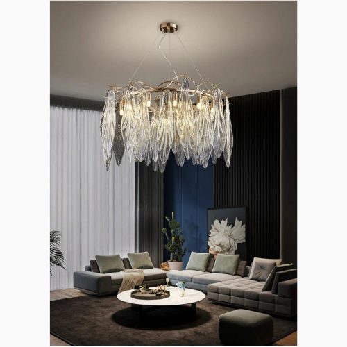 MIRODEMI Alpette Drum Gold Modern Crystal Chandelier