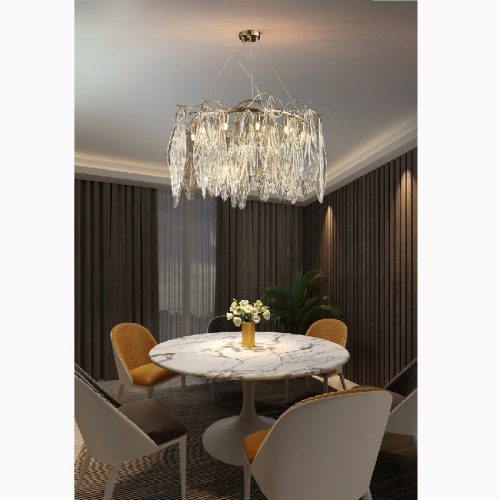 MIRODEMI Alpette Drum Gold Modern Glass Chandelier