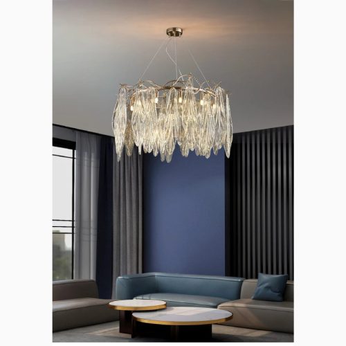 MIRODEMI Alpette Gold Modern Crystal Glass Chandelier for Living Room