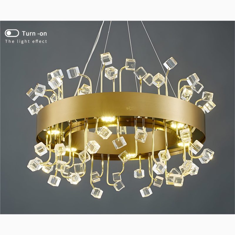 MIRODEMI Alpignano Gold Round Colorful Crystal Chandelier for Amazing Living room Kitchen