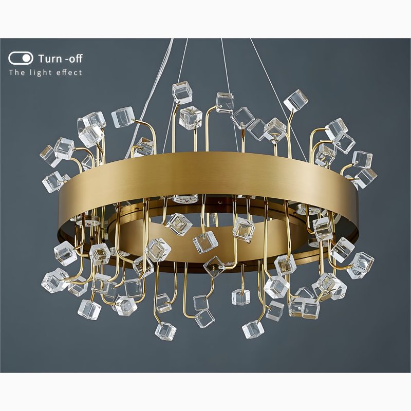 MIRODEMI Alpignano Gold Round Colorful Crystal Chandelier for House