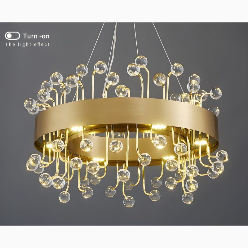 MIRODEMI Alpignano Gold Round Colorful Crystal Chandelier for Living room Modern Kitchen