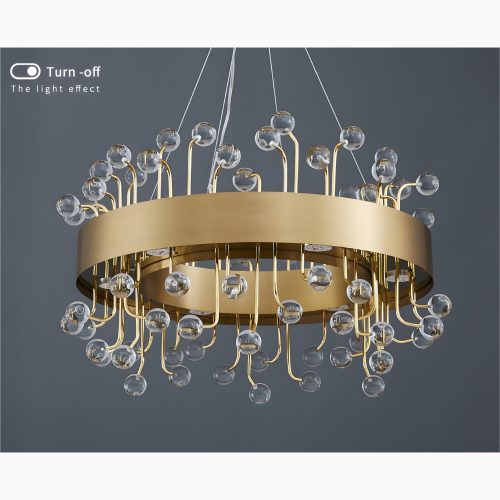 MIRODEMI Alpignano Golden Classy Round Colorful Crystal Chandelier for Living room Kitchen