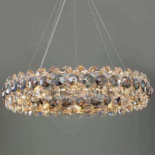 MIRODEMI Altare Special Round Gold Crystal Modern Chandelier for Living Room