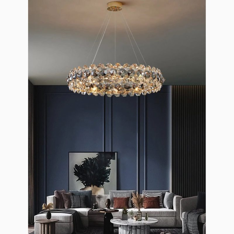 MIRODEMI Altare Wonderful Round Gold Crystal Modern Chandelier for Living Room