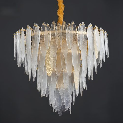 MIRODEMI Altavilla Irpina Round Gold Frosted Smoke Gray Blue Crystal Chandelier for Excellent Living Room