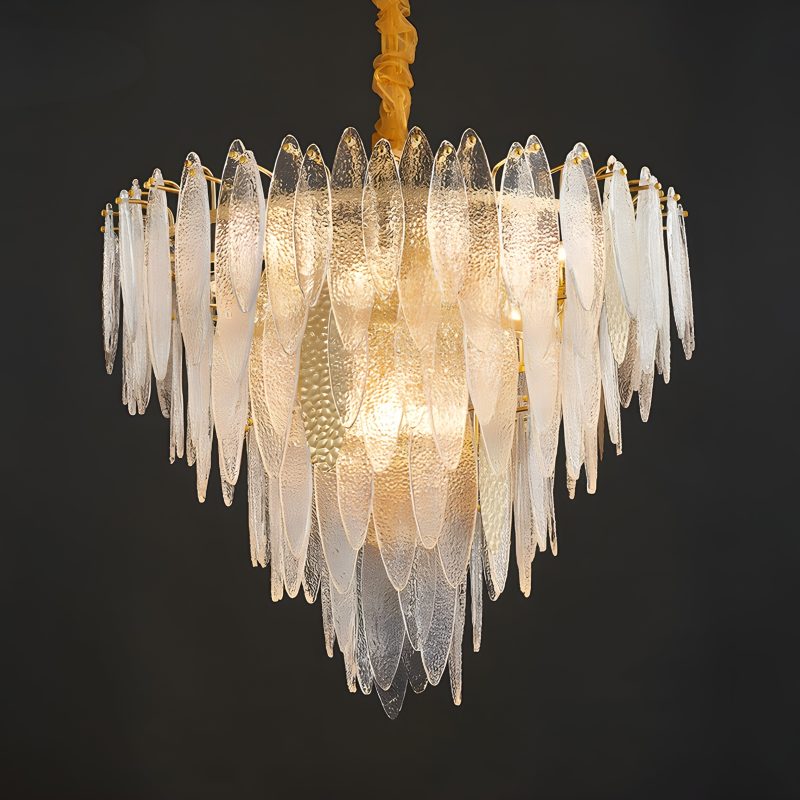 MIRODEMI Altavilla Irpina Round Gold Frosted Smoke Gray Blue Crystal Chandelier for Lovely Living Room