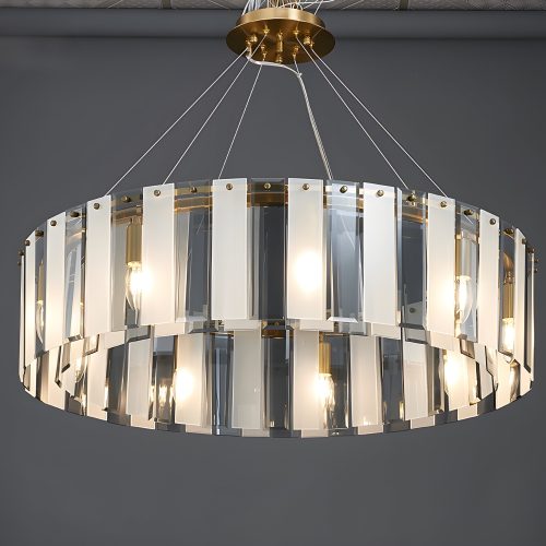 MIRODEMI Altavilla Monferrato Modern Home Decor Drum Hanging Chandelier for Dining Room Turned On