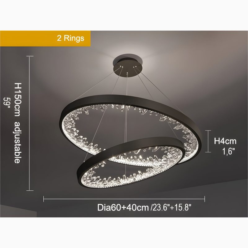 MIRODEMI Altidona Black Rings Modern Chandelier