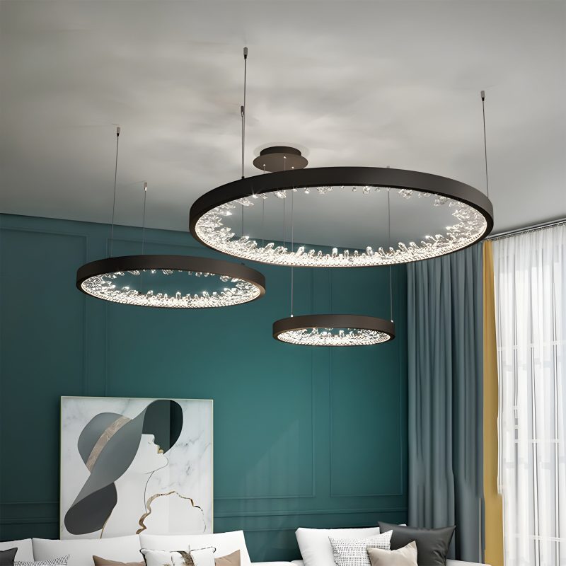 MIRODEMI Altidona Black Rings Modern Crystal Chandelier