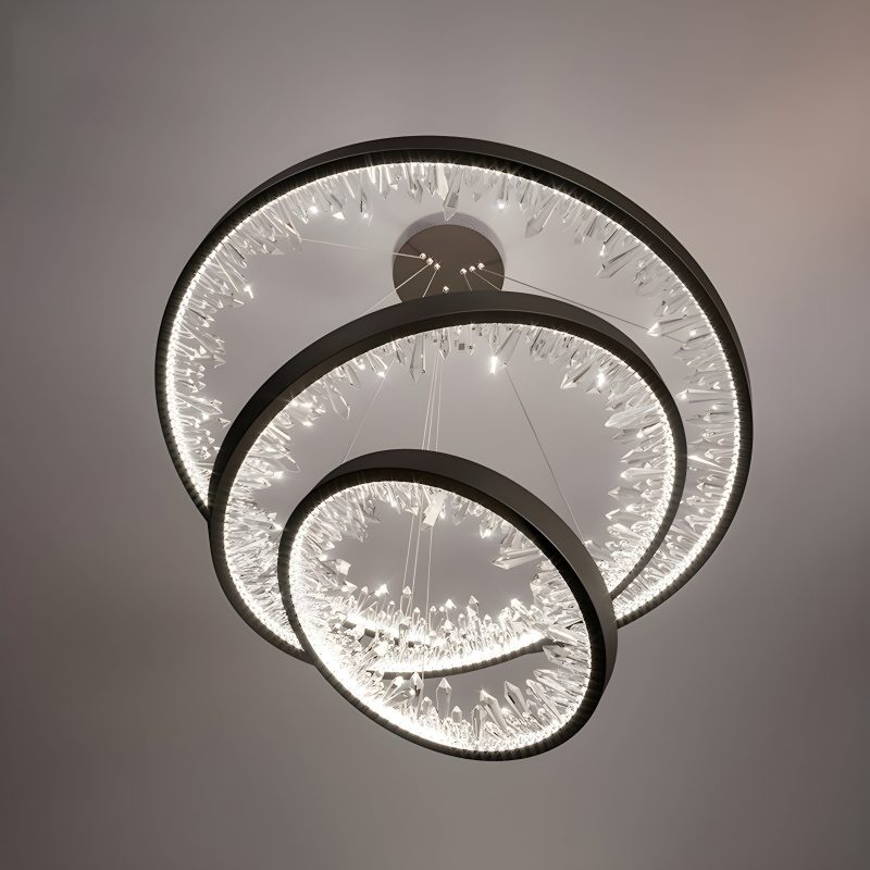 MIRODEMI Altidona Black Rings Modern Crystal Creative Luxury Chandelier