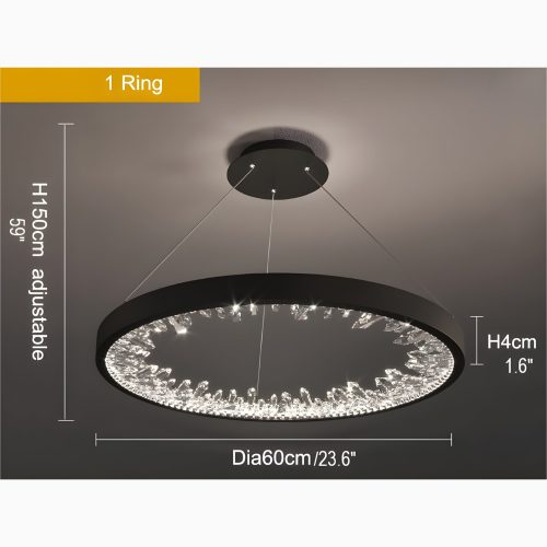 MIRODEMI Altidona Black Rings Modern Crystal Creative Luxury Hanging Chandelier