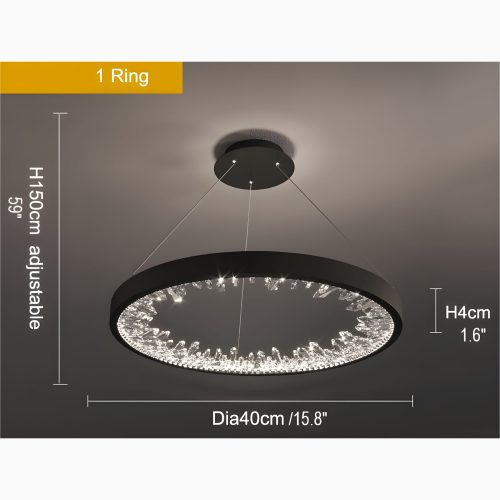 MIRODEMI Altidona Black Rings Modern Crystal Creative Luxury Hanging Led Chandelier