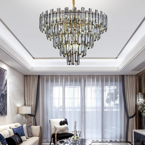 MIRODEMI® Amriswil | Modern Smoky Gray Chandelier for Living Room