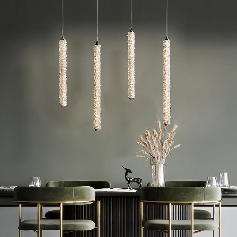 MIRODEMI Andon Modern Luxury LED Crystal Pendant Chandelier with Adjustable Strip for Bedroom