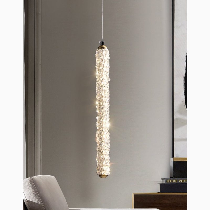 MIRODEMI® Andon Modern Crystal Pendant Light with Adjustable Strip for Bedroom 2 Lights / Dia5.9xH20.9+59.1'' / Dia15.0xH53.0+150.0cm