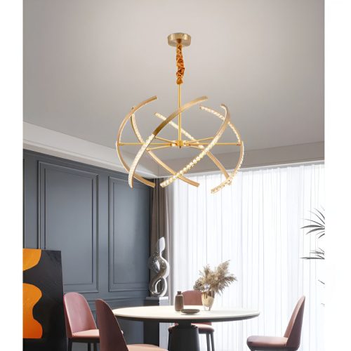 MIRODEMI Arnasco Creative Spherical Copper Crystal Chandelier For Dining Room