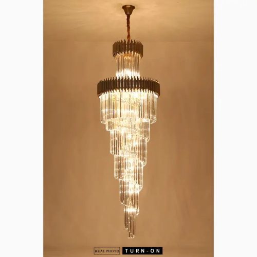 MIRODEMI Art Deco Black and Gold Crystal Chandelier Black Light Turn On