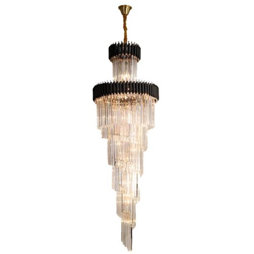 MIRODEMI Art Deco Black and Gold Crystal Chandelier Black Variant