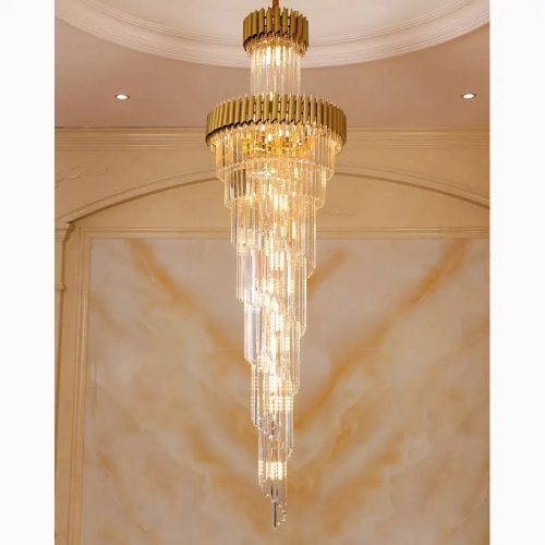 MIRODEMI Art Deco Black and Gold Crystal Chandelier Gold