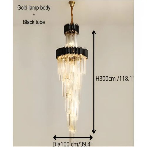 MIRODEMI Art Deco Black and Gold Crystal Chandelier Parameters 100cm