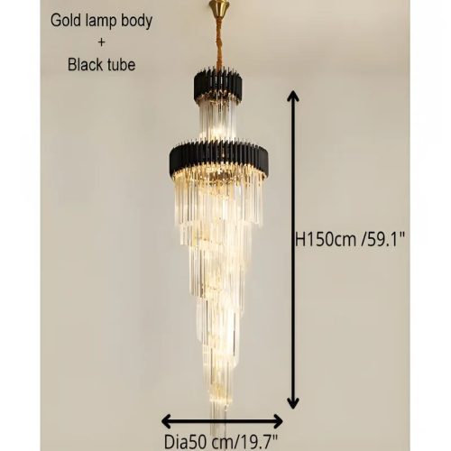 MIRODEMI Art Deco Black and Gold Crystal Chandelier Parameters 50cm