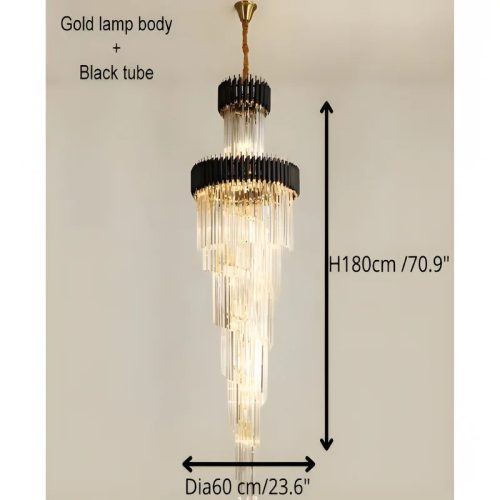 MIRODEMI Art Deco Black and Gold Crystal Chandelier Parameters 60cm