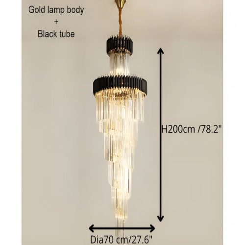 MIRODEMI Art Deco Black and Gold Crystal Chandelier Parameters 70cm