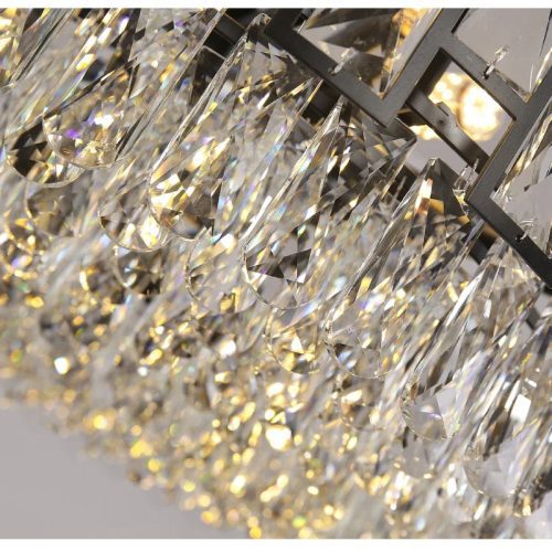 MIRODEMI Art Deco Drum Black Crystal Chandelier Details