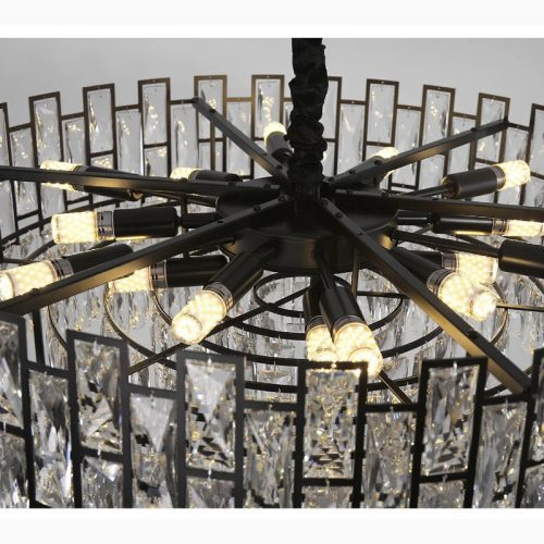 MIRODEMI Art Deco Drum Black Crystal Chandelier for Dining Area Details