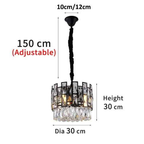 MIRODEMI Art Deco Drum Black Crystal Chandelier for Dining Area Scheme