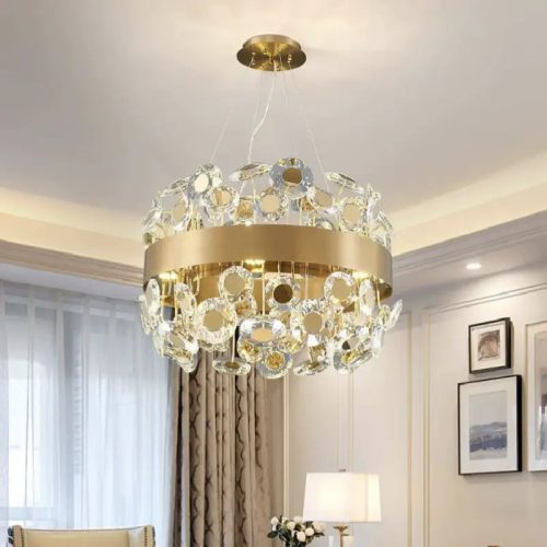 MIRODEMI Art Deco Round Crystal Chandelier For Room