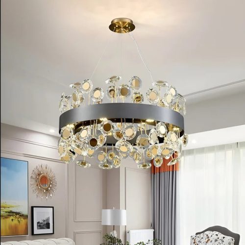 MIRODEMI Art Deco Round Crystal Chandelier For The Dining Room