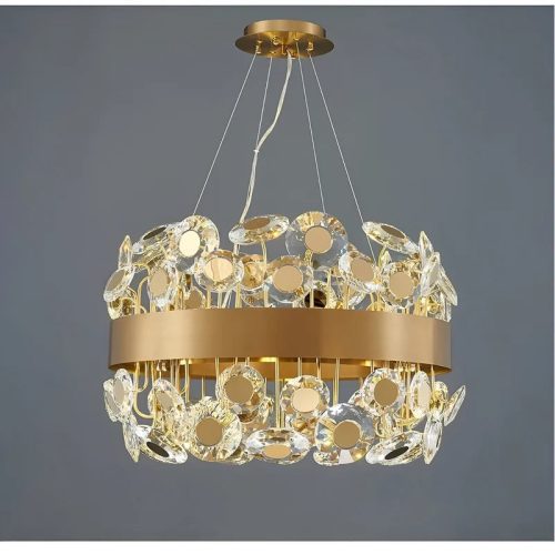 MIRODEMI Art Deco Round Crystal Chandelier For The Living Room Gold Light On