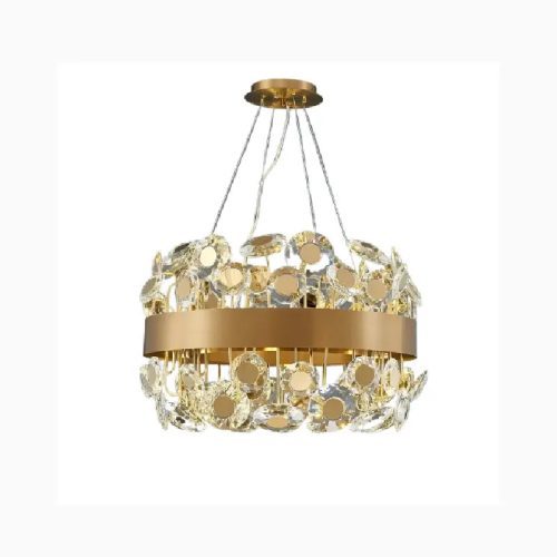 MIRODEMI Art Deco Round Crystal Chandelier Gold