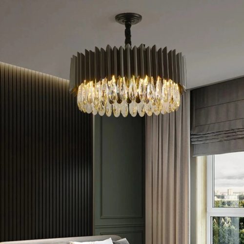 MIRODEMI Ath Creative Round Black Crystal Chandelier