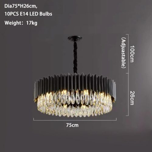 MIRODEMI® Ath | Drum Black Crystal Chandelier for Bedroom