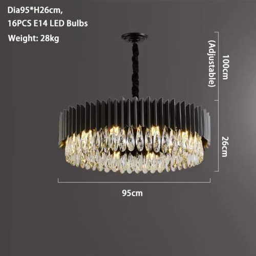 MIRODEMI® Ath | Drum Black Crystal Chandelier for Bedroom