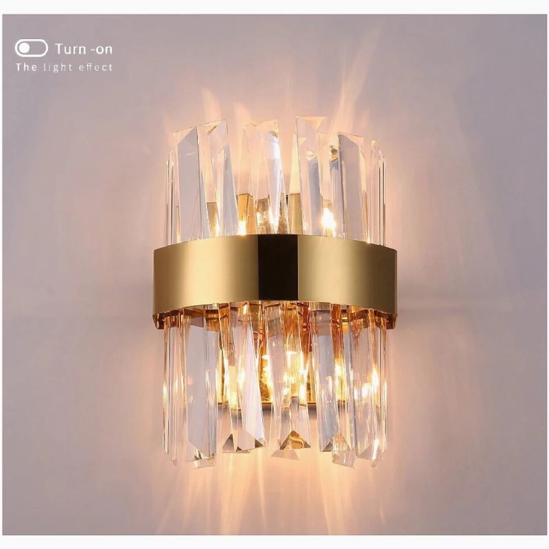 MIRODEMI Avenches Gold Wall Sconce With Big Crystals